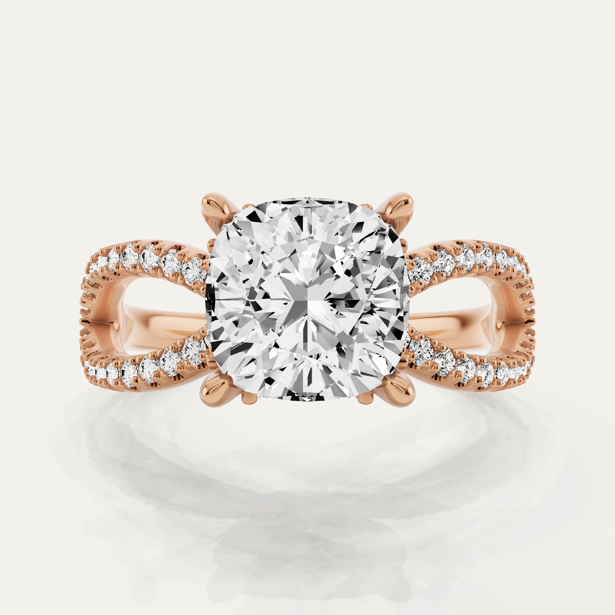 Perfect Sparkle 2 1/2 ctw Cushion Diamond Twist Shank Hidden Halo Engagement Ring