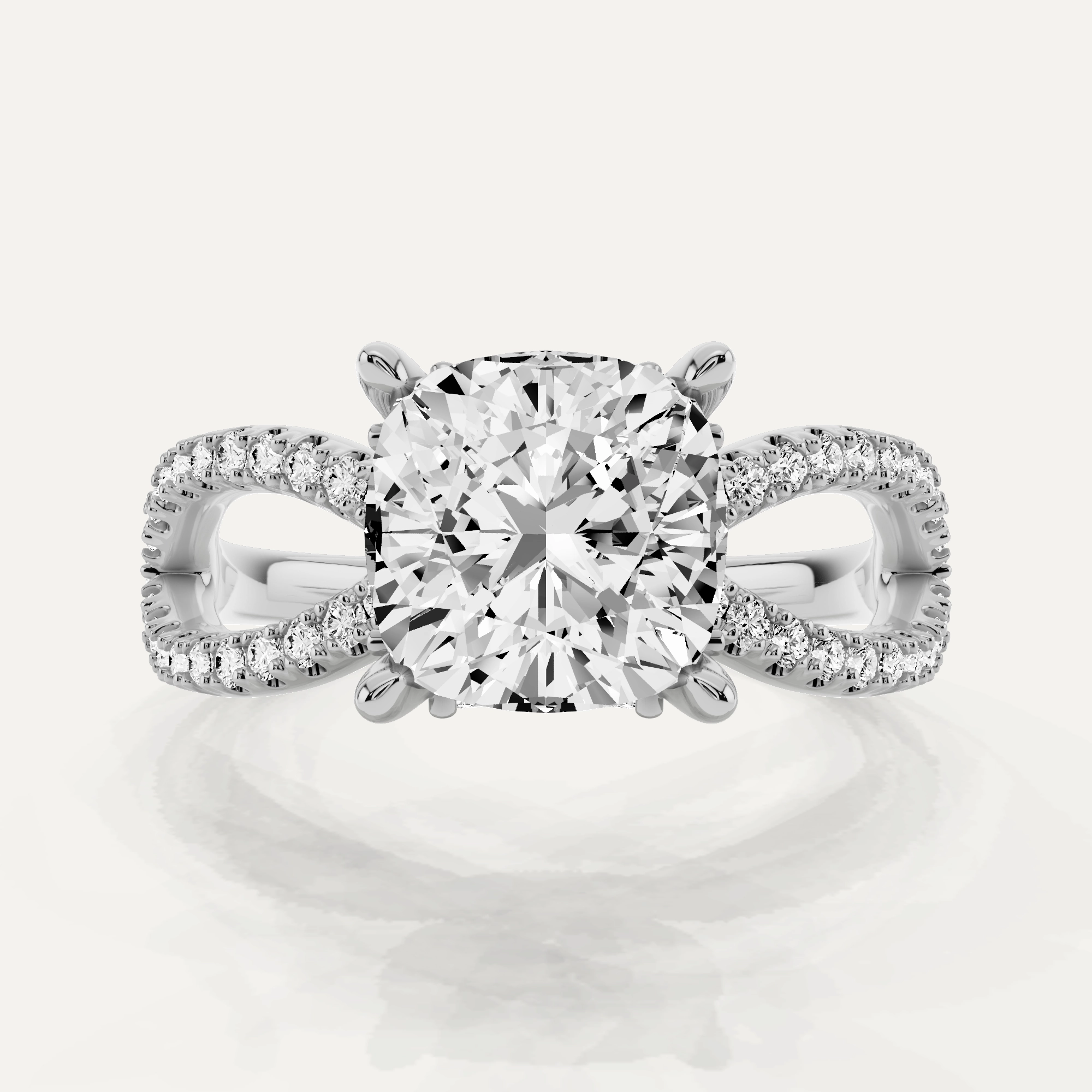 Timeless Edge 2 1/2 ctw Cushion Diamond Twist Shank Hidden Halo Engagement Ring