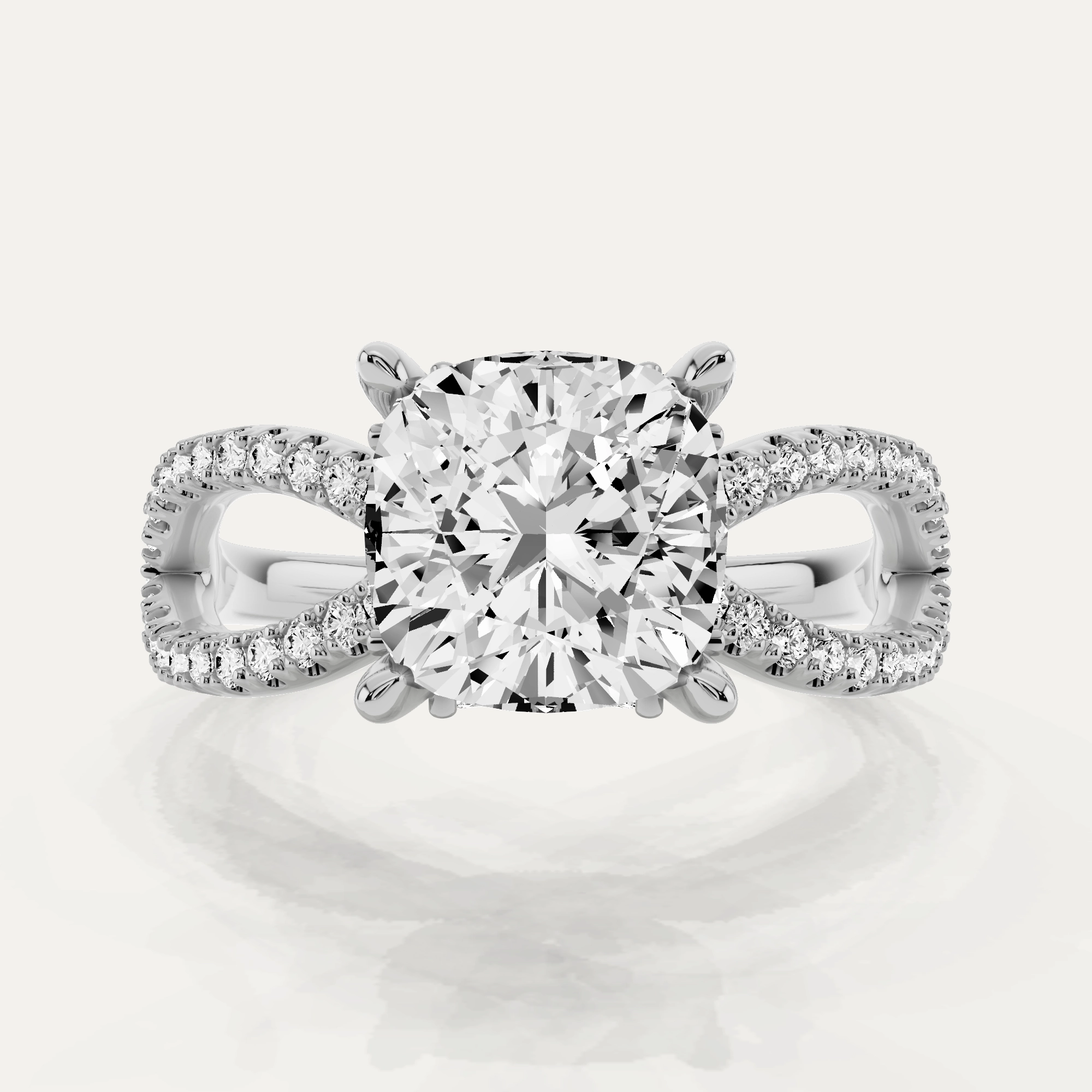 2 1/2 ctw Cushion Diamond Twist Shank Hidden Halo Engagement Ring Workwear Style High Style