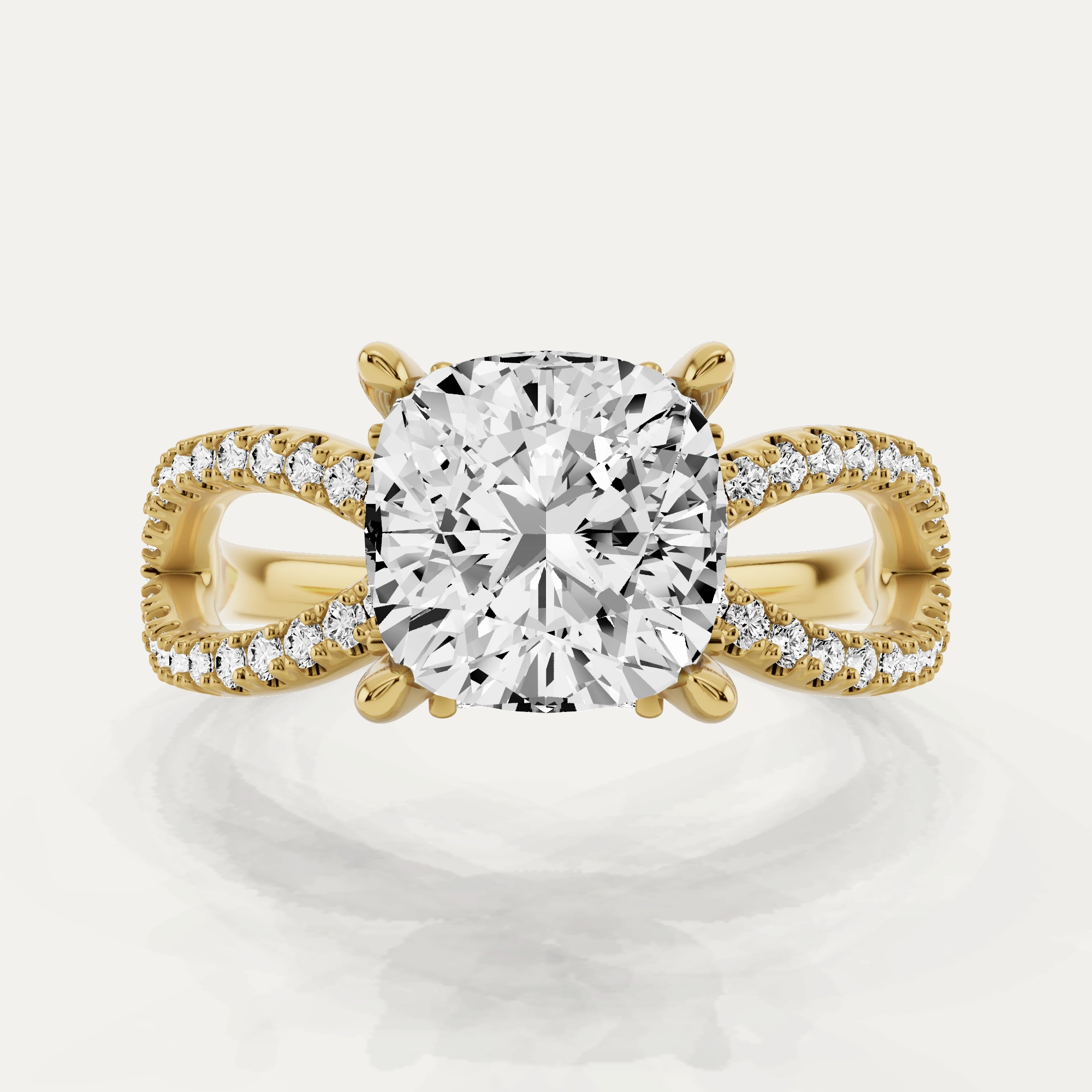 2 1/2 ctw Cushion Diamond Twist Shank Hidden Halo Engagement Ring Modern Finish