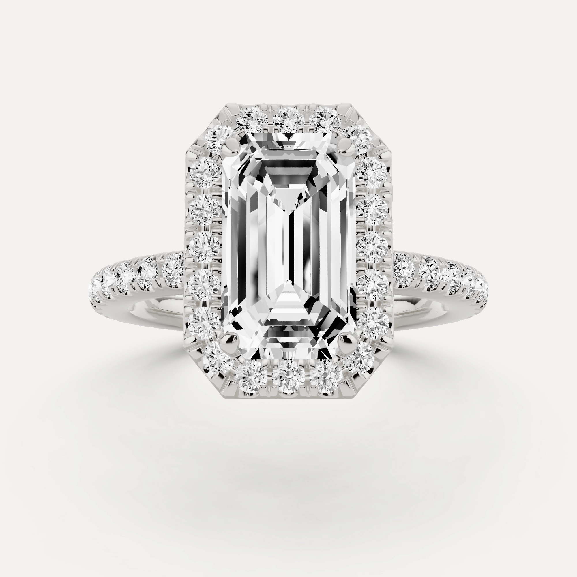 2 1/2 ctw Emerald Diamond Framed Side Stone Engagement Ring Custom Craft Shiny look