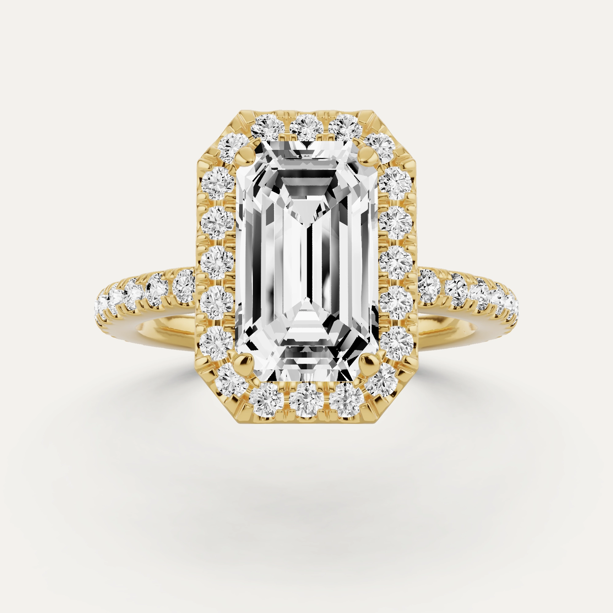 2 1/2 ctw Emerald Diamond Framed Side Stone Engagement Ring Refined Edge