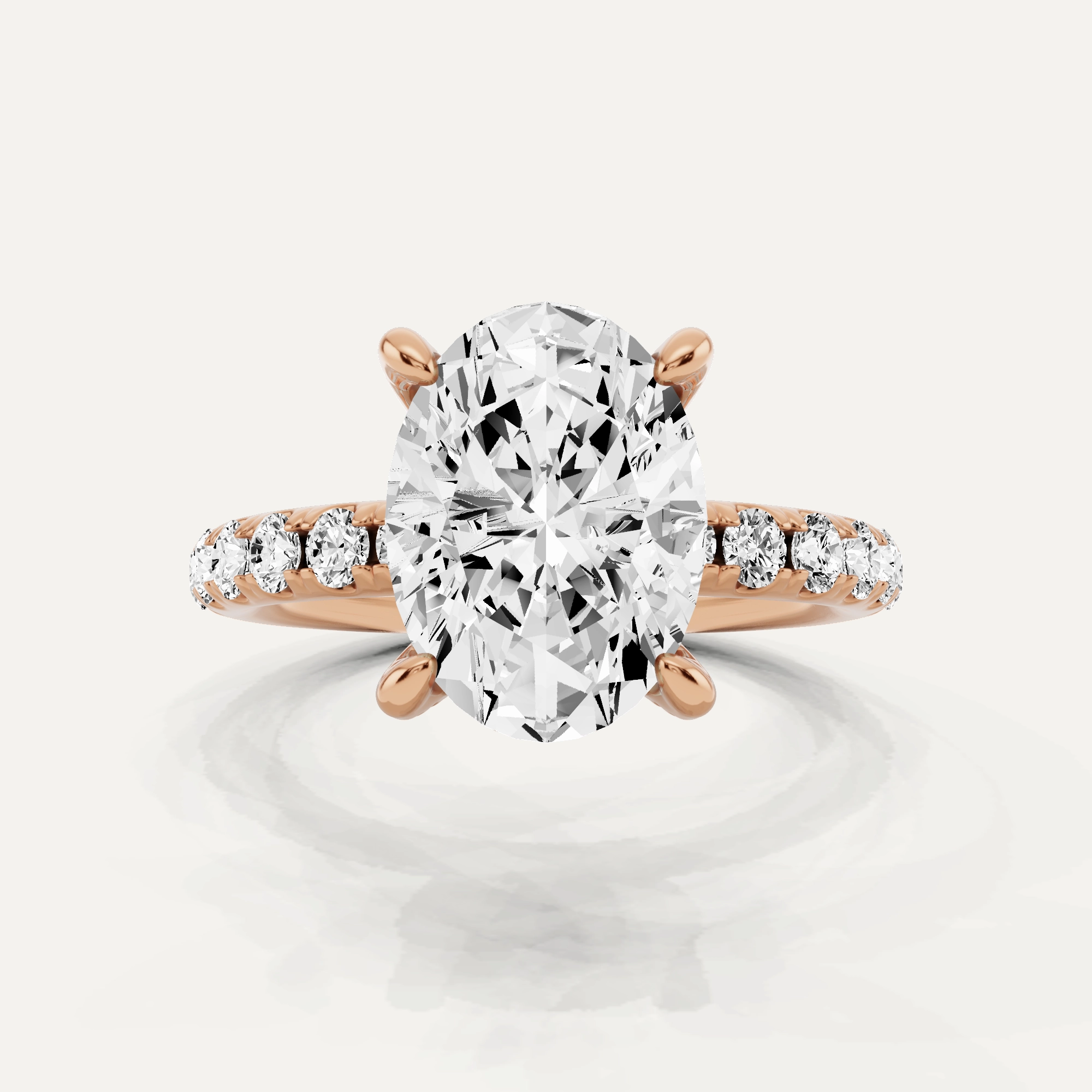 Gloss Accent 2 1/2 ctw Oval Diamond Hidden Halo Engagement Ring