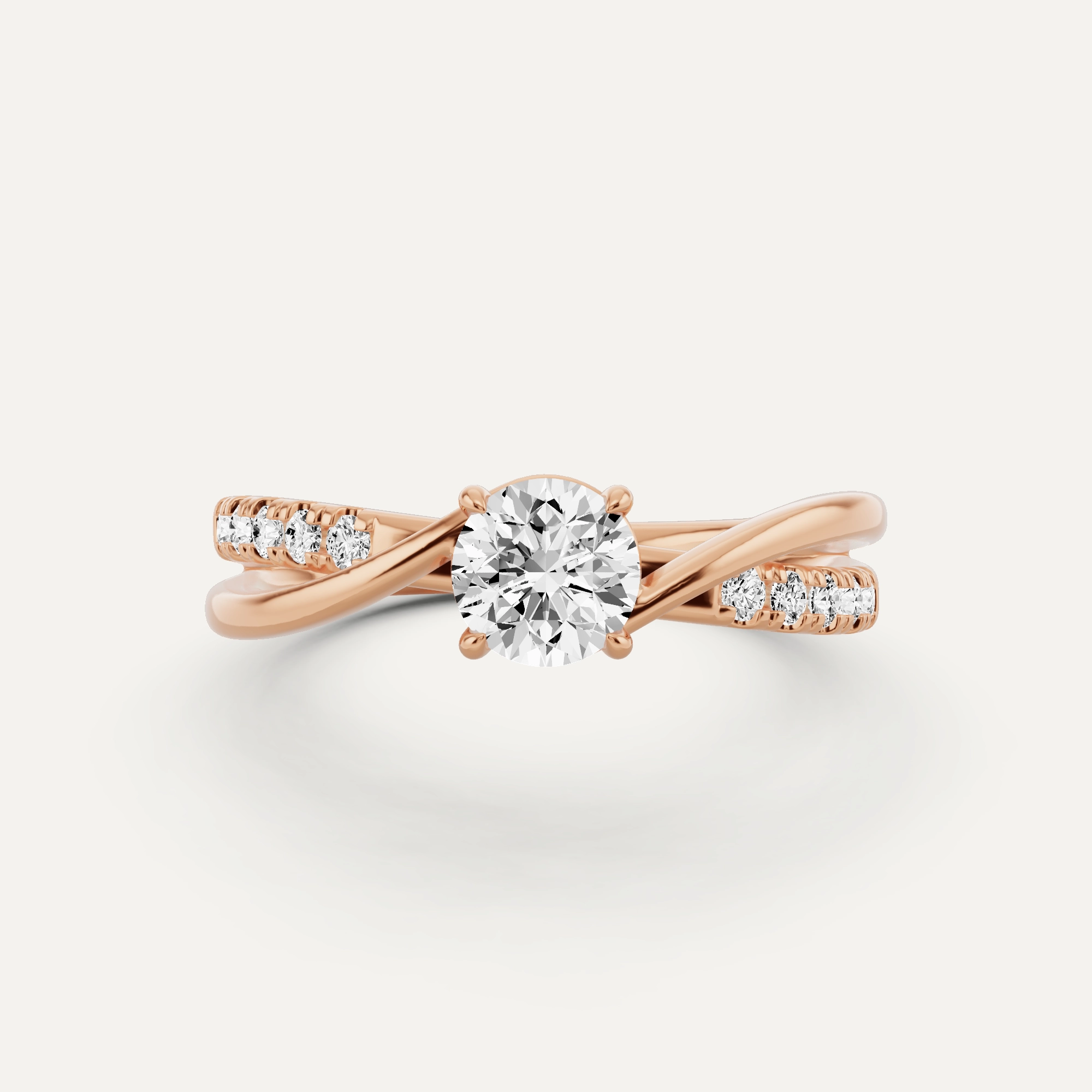 Timeless Shine Shine 2/3 ctw Round Diamond Crossover Side Stone Engagement Ring