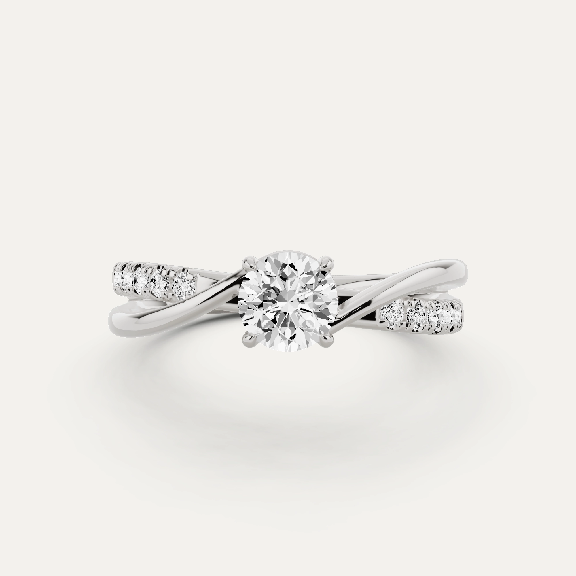 Shining Look 2/3 ctw Round Diamond Crossover Side Stone Engagement Ring