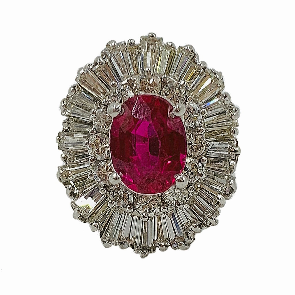 2.75ctw 14kt Lab Grown Ruby & Natural Diamond Ring GIA CERTIFIED Modern Interpretation