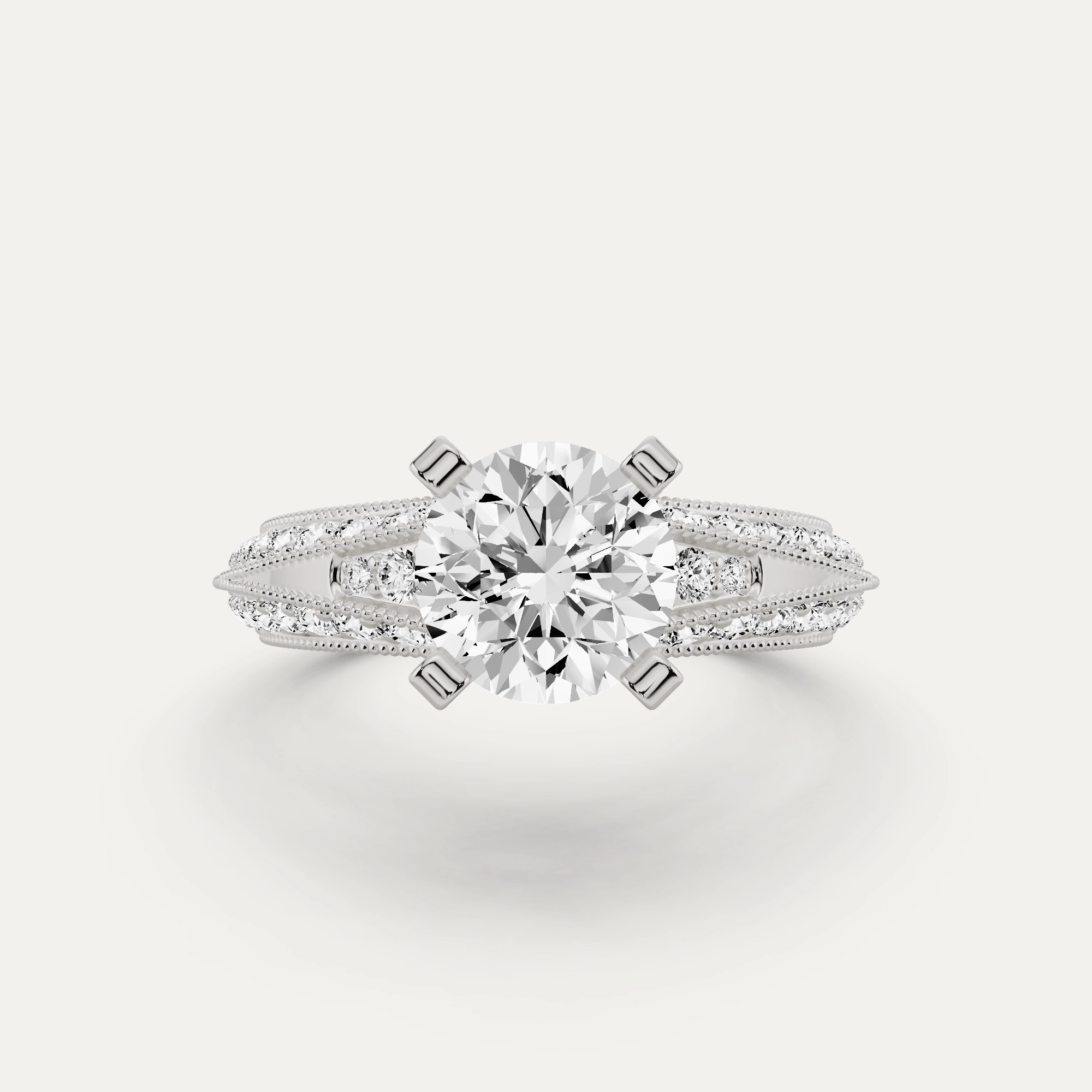 Bold Jewelry Statement Accessory 2 7/8 ctw Round Diamond Side Stone Engagement Ring