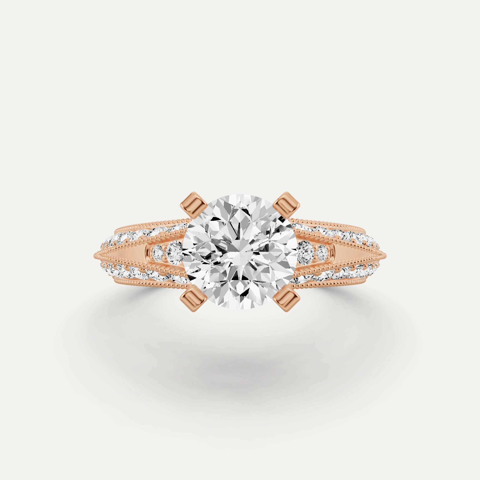 Timeless Glow 2 7/8 ctw Round Diamond Side Stone Engagement Ring