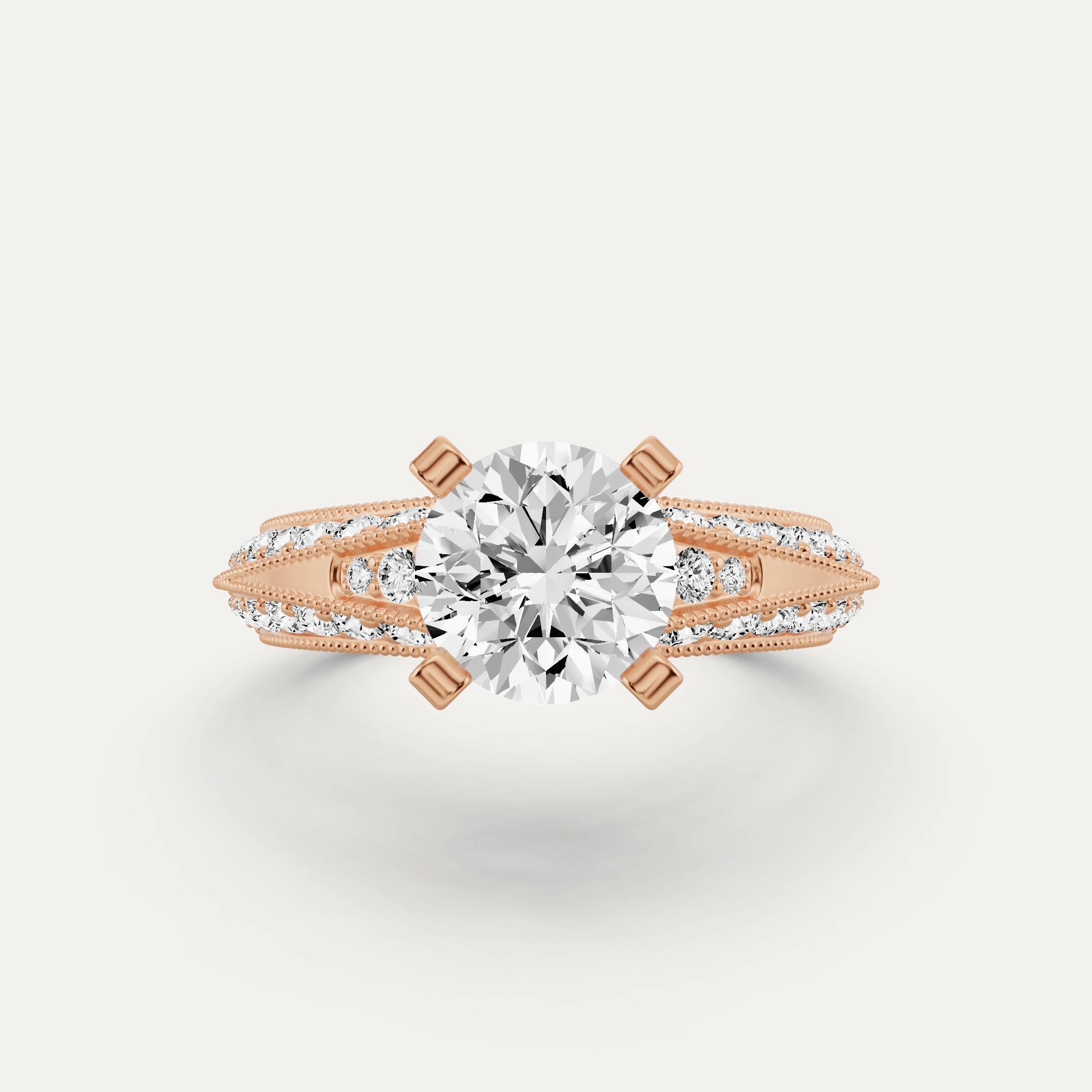 Fine finishing Unique Look 2 7/8 ctw Round Diamond Side Stone Engagement Ring