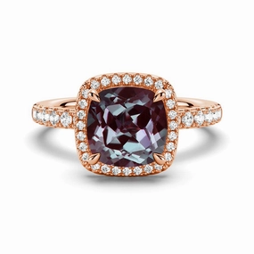 2 CT. Cushion Cut Alexandrite Engagement Ring With Moissanite Halo Pav?? Designer Decoration Cultural Fusion