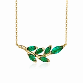 Self Reward 2 Ctw Marquise Emerald Olive Branch Necklace Pendant