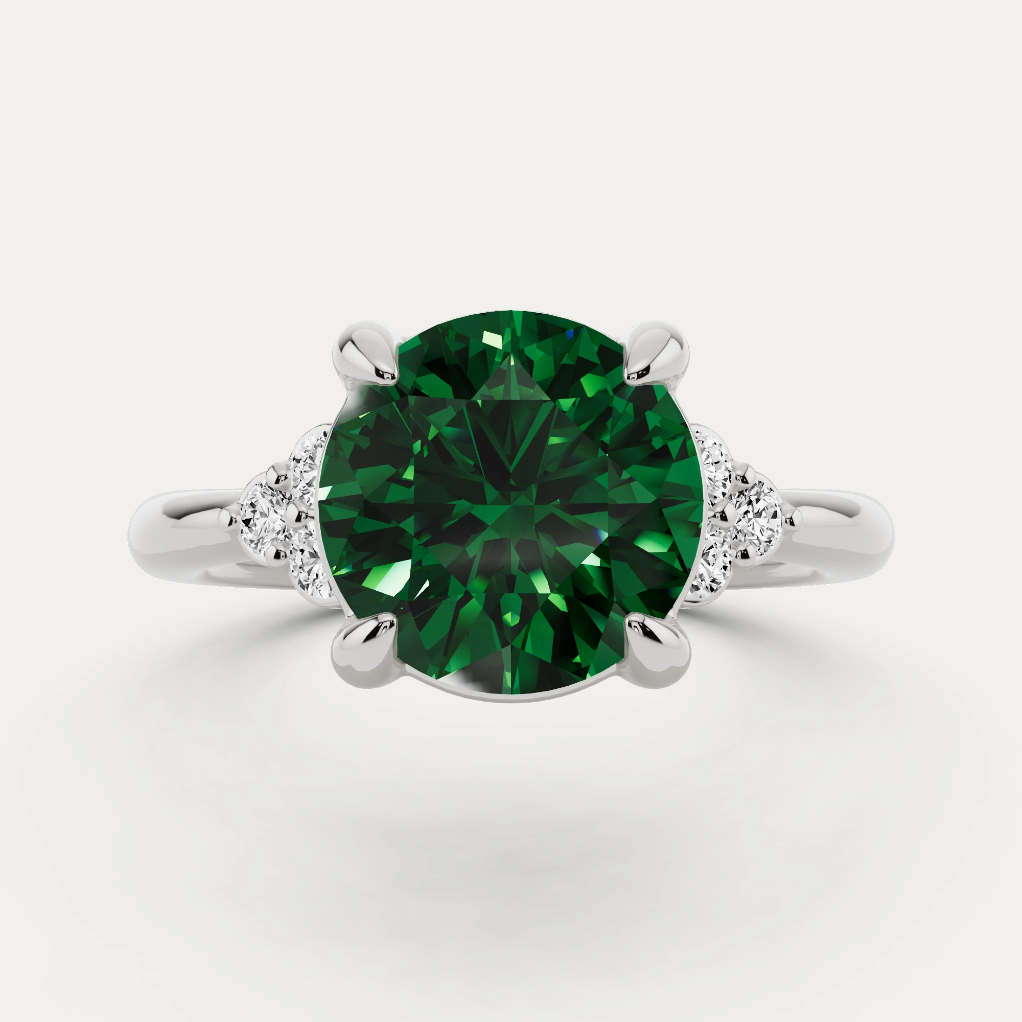 3 1/4 ctw Round Created Emerald Side Stone Engagement Ring Distinctive Jewelry Pieces Layering Game