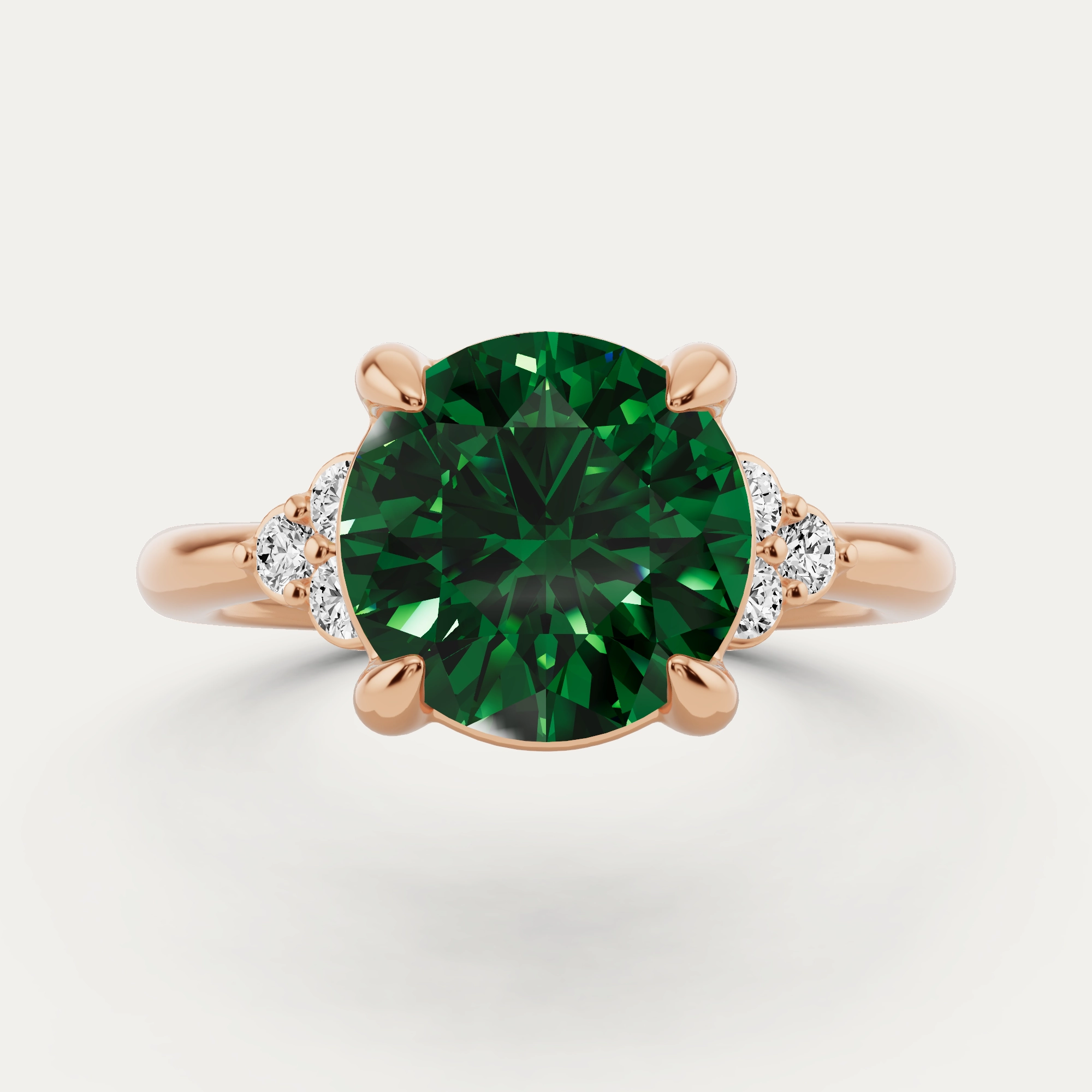 3 1/4 ctw Round Created Emerald Side Stone Engagement Ring Delicate Vibe