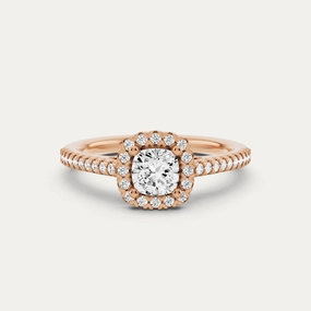 City Style 3/4 ctw Cushion Diamond Pave Halo Engagement Ring