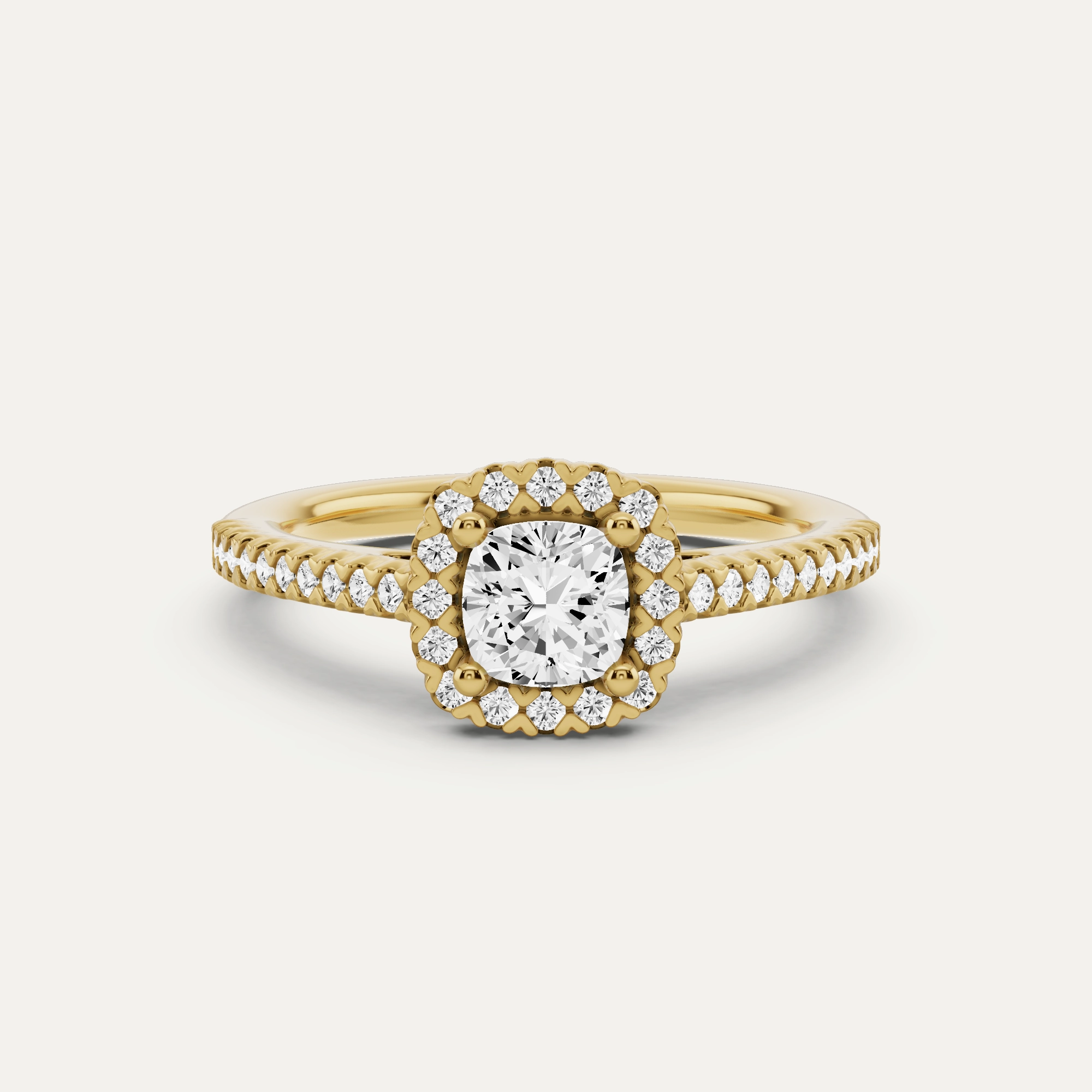 Exclusive Glam 3/4 ctw Cushion Diamond Pave Halo Engagement Ring