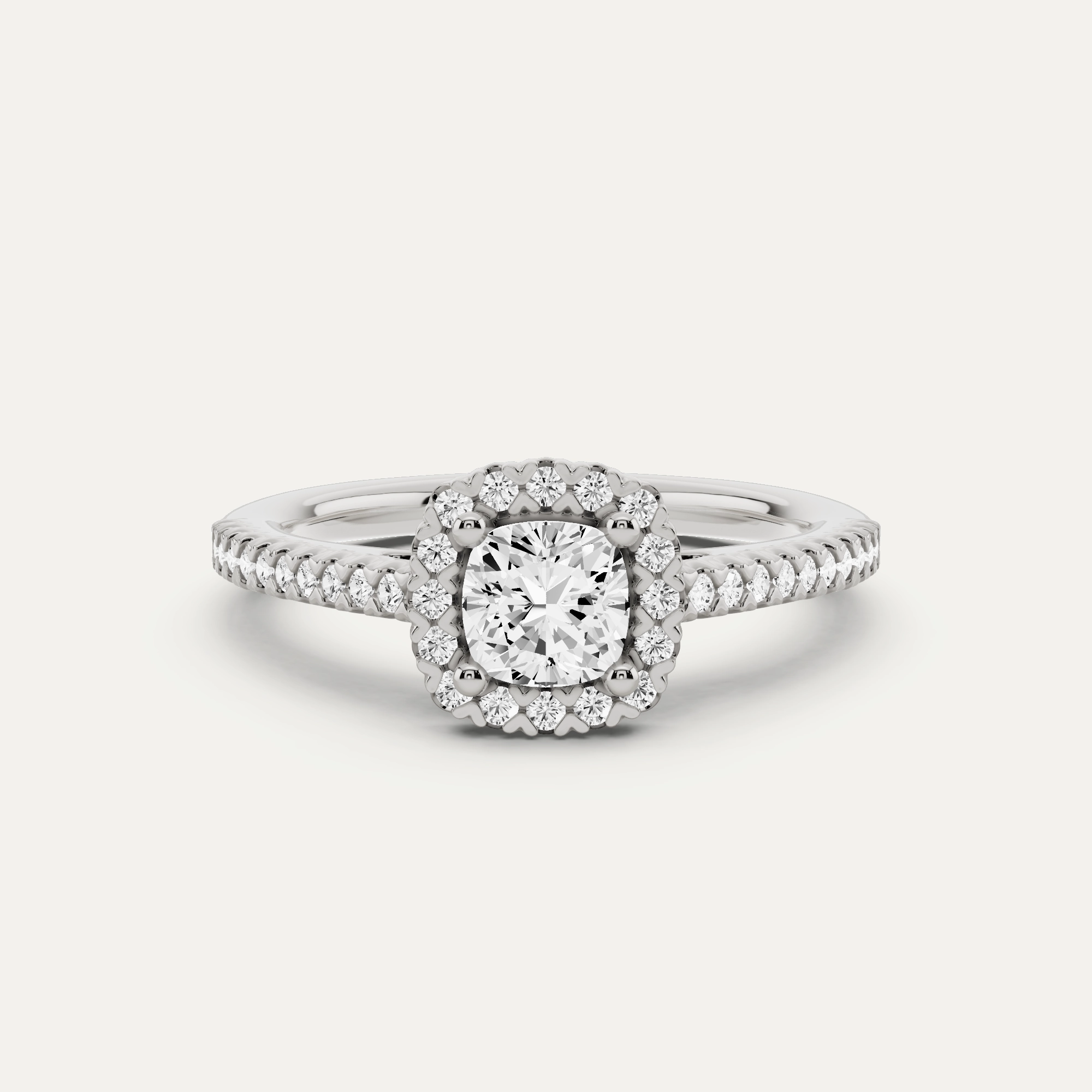3/4 ctw Cushion Diamond Pave Halo Engagement Ring Outdoor Style