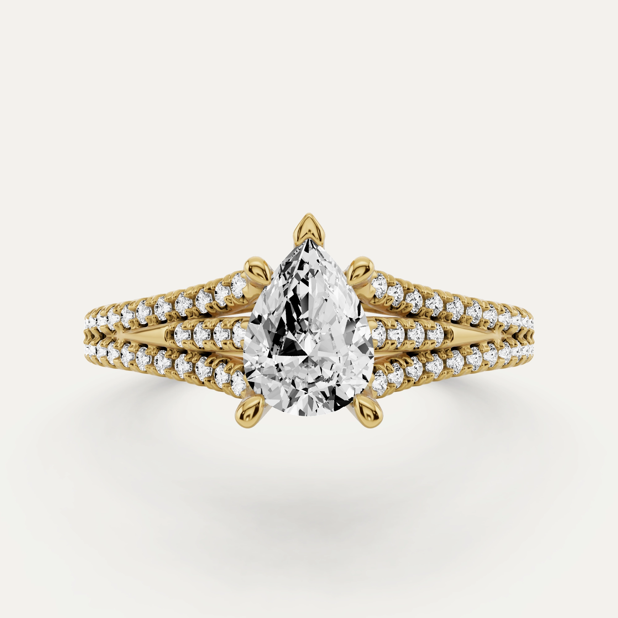 3/4 ctw Pear Diamond Split Shank Side Stone Engagement Ring Alluring Design Textured Feature