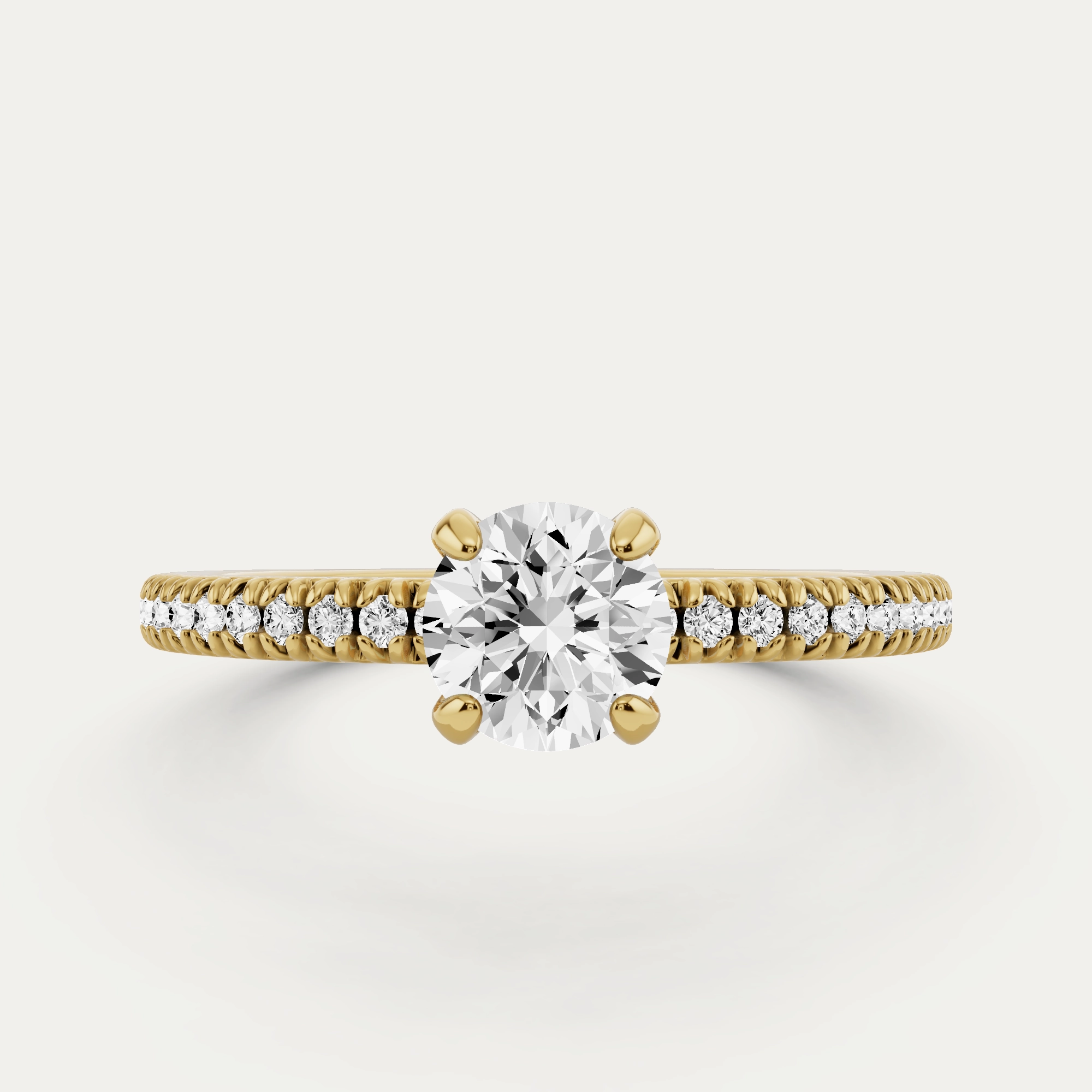 3/4 ctw Round Diamond Pave Set Side Stone Engagement Ring Radiant Design Seasonal Mood