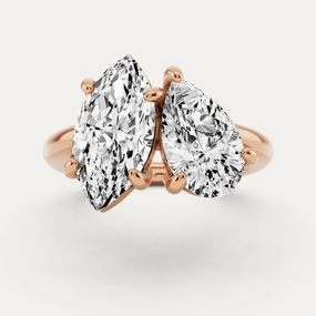 Muted Finish Eye-catching Design 3 ctw Marquise and Pear Diamond Two-Stone Engagement Ring