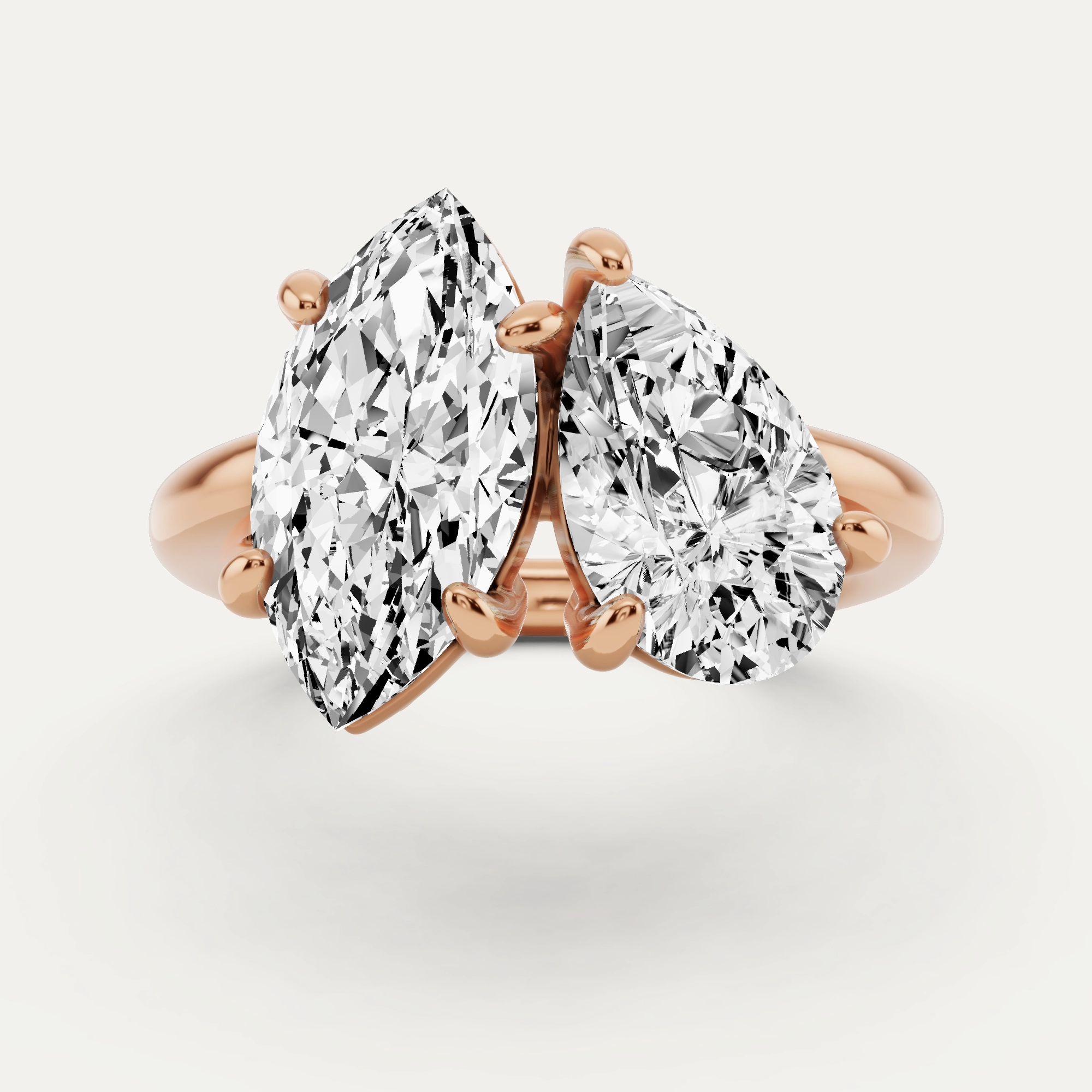 Muted Finish Eye-catching Design 3 ctw Marquise and Pear Diamond Two-Stone Engagement Ring