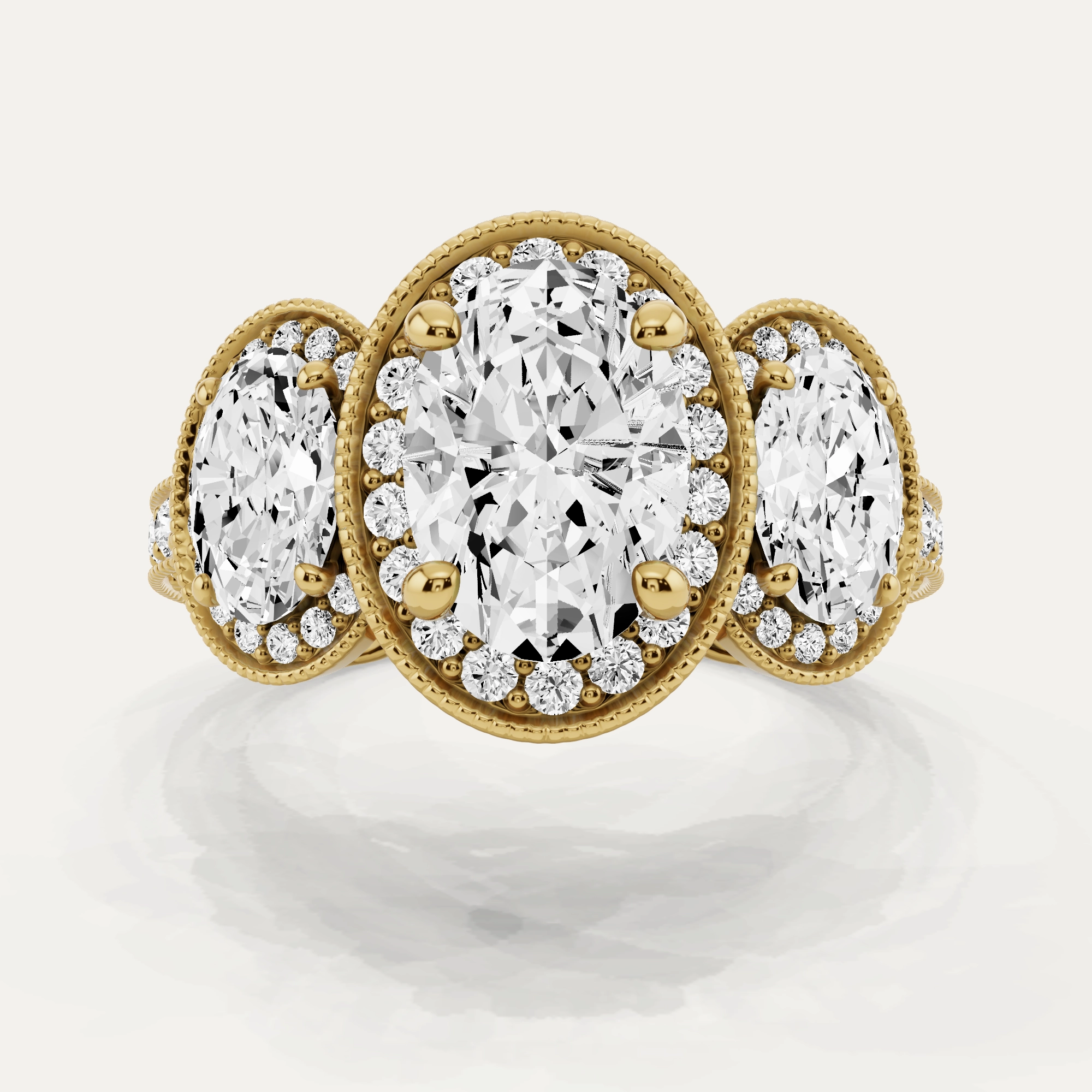 Classy Vibe 4 3/8 ctw Oval Diamond Side Stone Engagement Ring