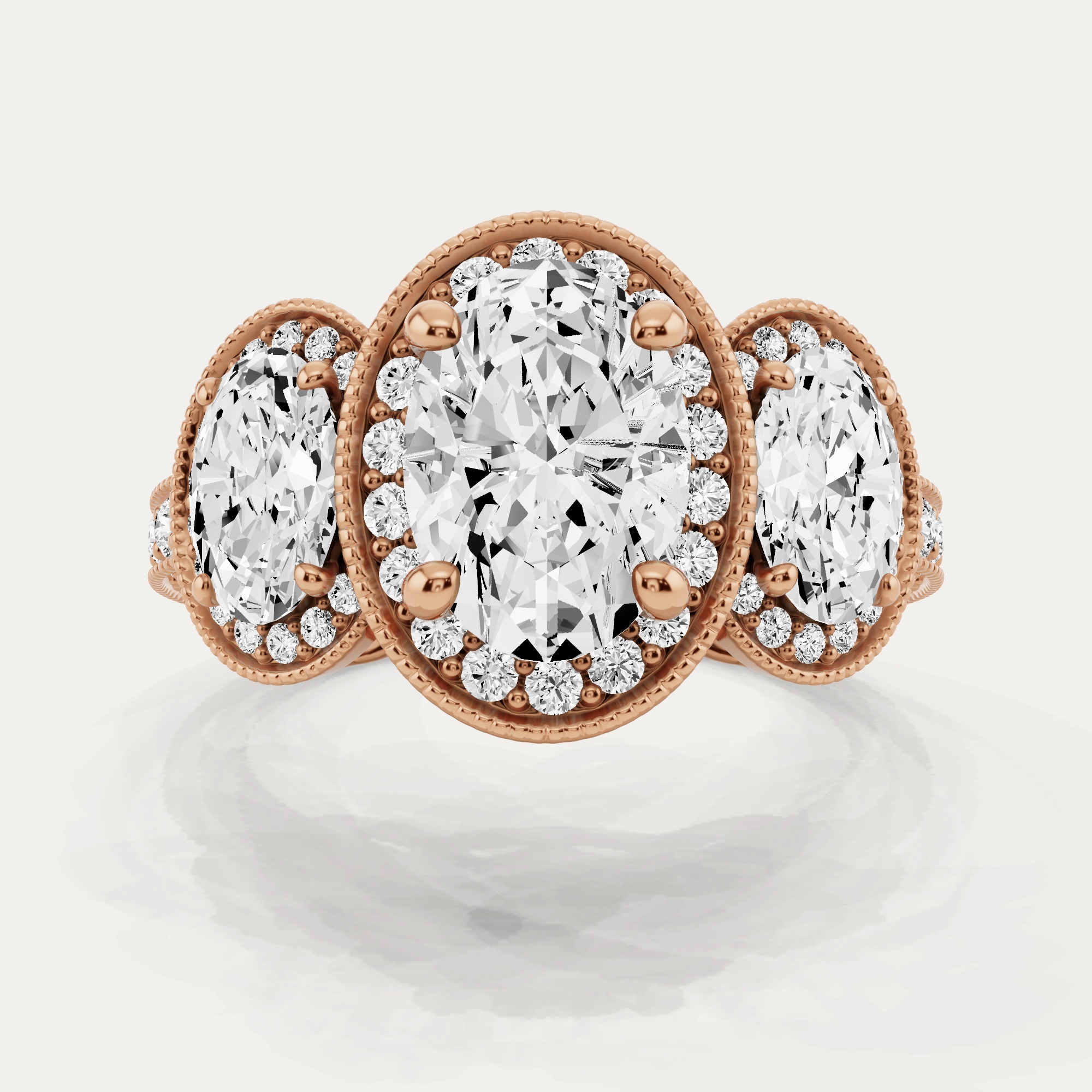 Sophisticated Glam 4 3/8 ctw Oval Diamond Side Stone Engagement Ring