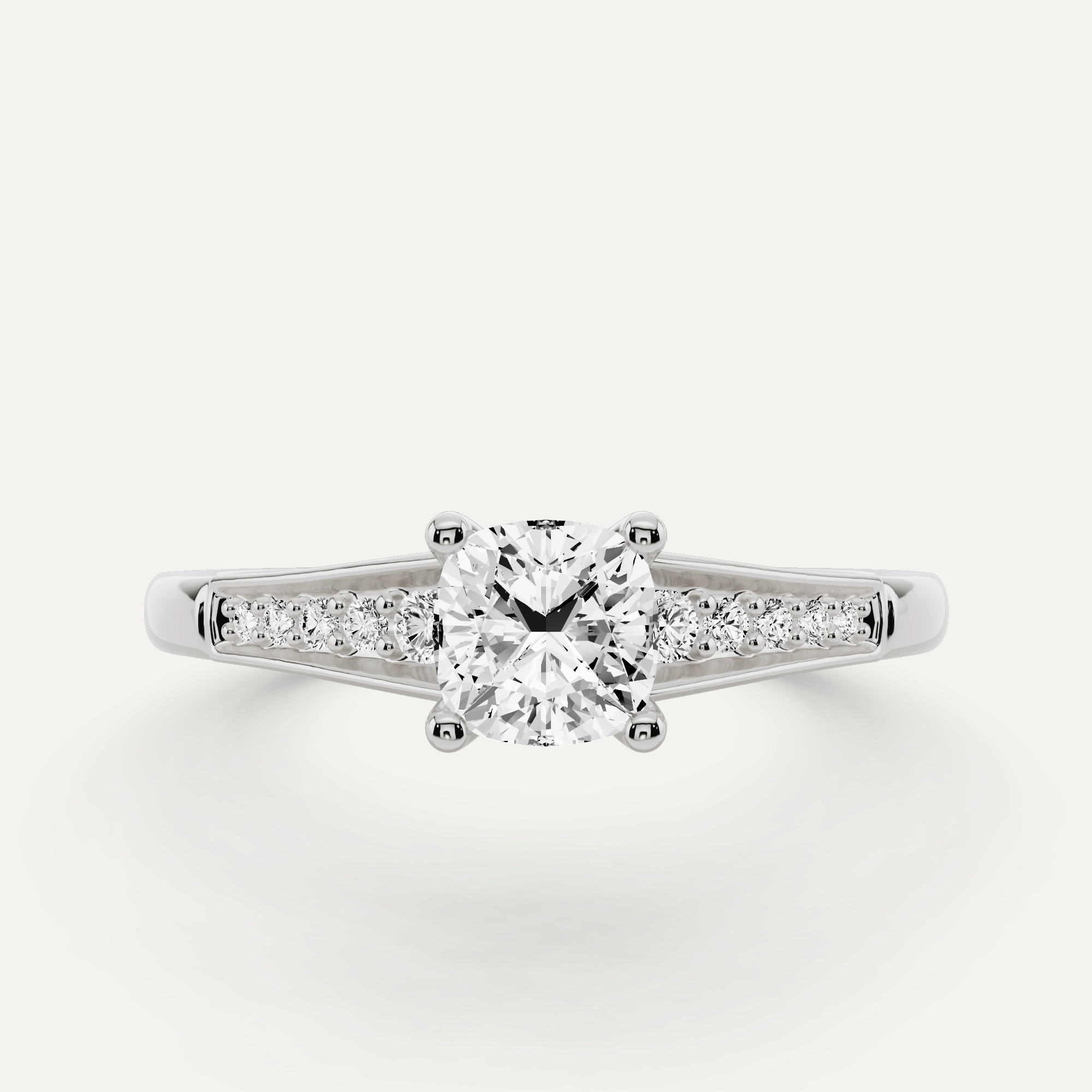 gentle touch Glamorous Pieces 5/8 ctw Cushion Diamond Pave Set Side Stone Engagement Ring