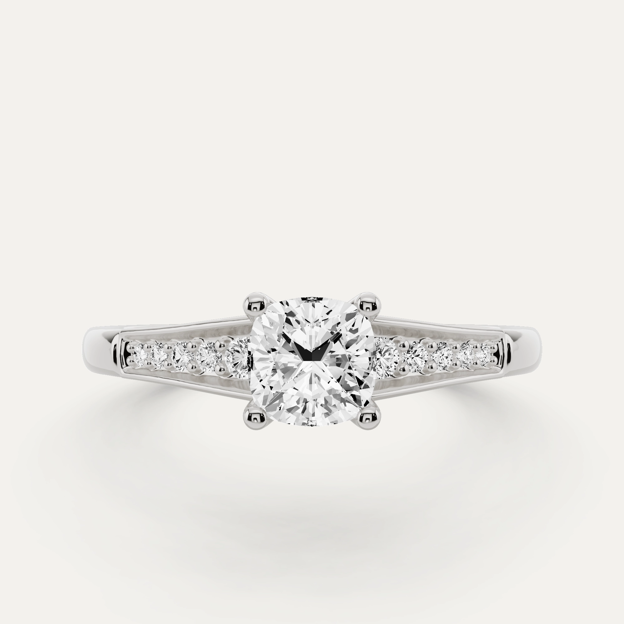 5/8 ctw Cushion Diamond Pave Set Side Stone Engagement Ring Chic Line