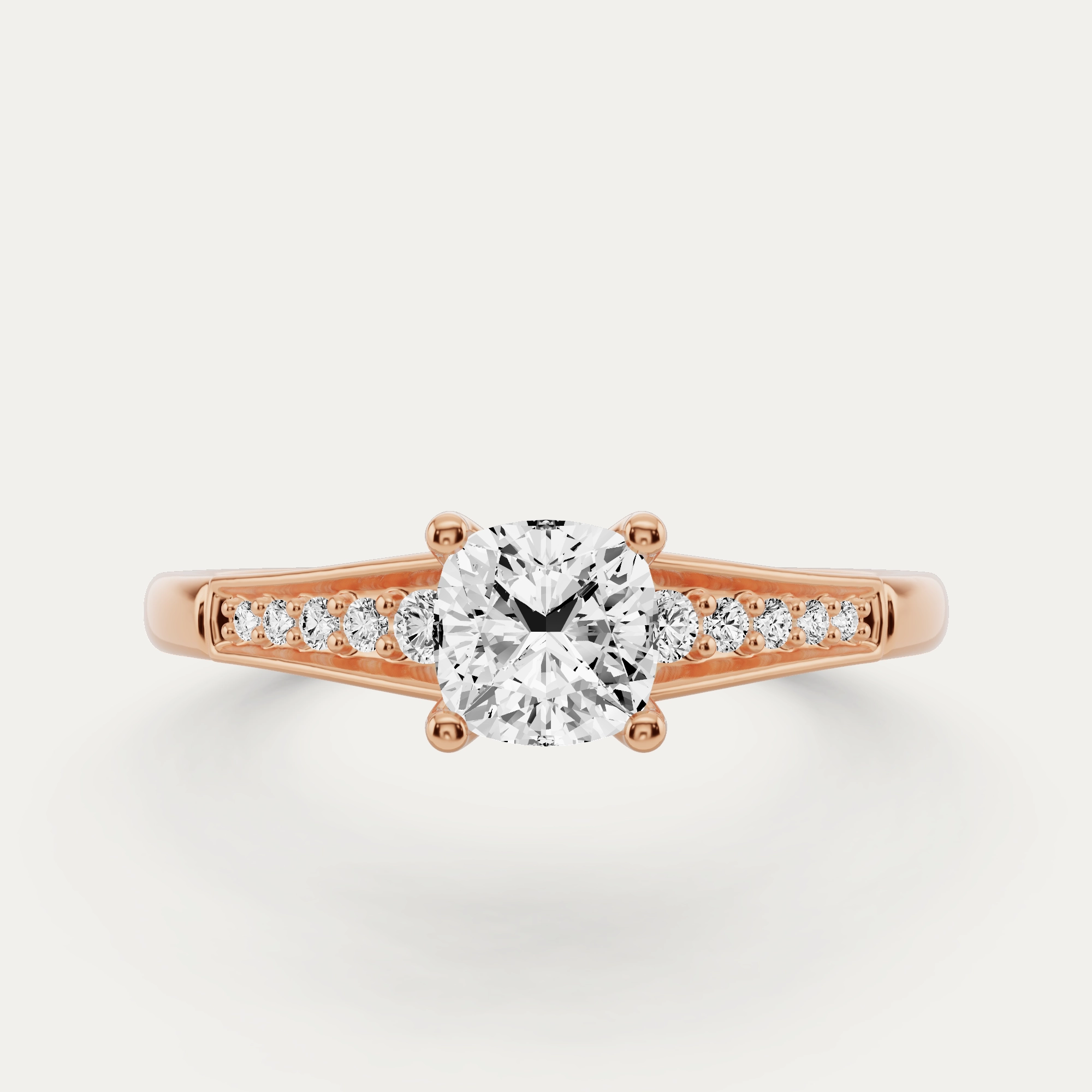 Everyday Touch Trendy Accessory 5/8 ctw Cushion Diamond Pave Set Side Stone Engagement Ring