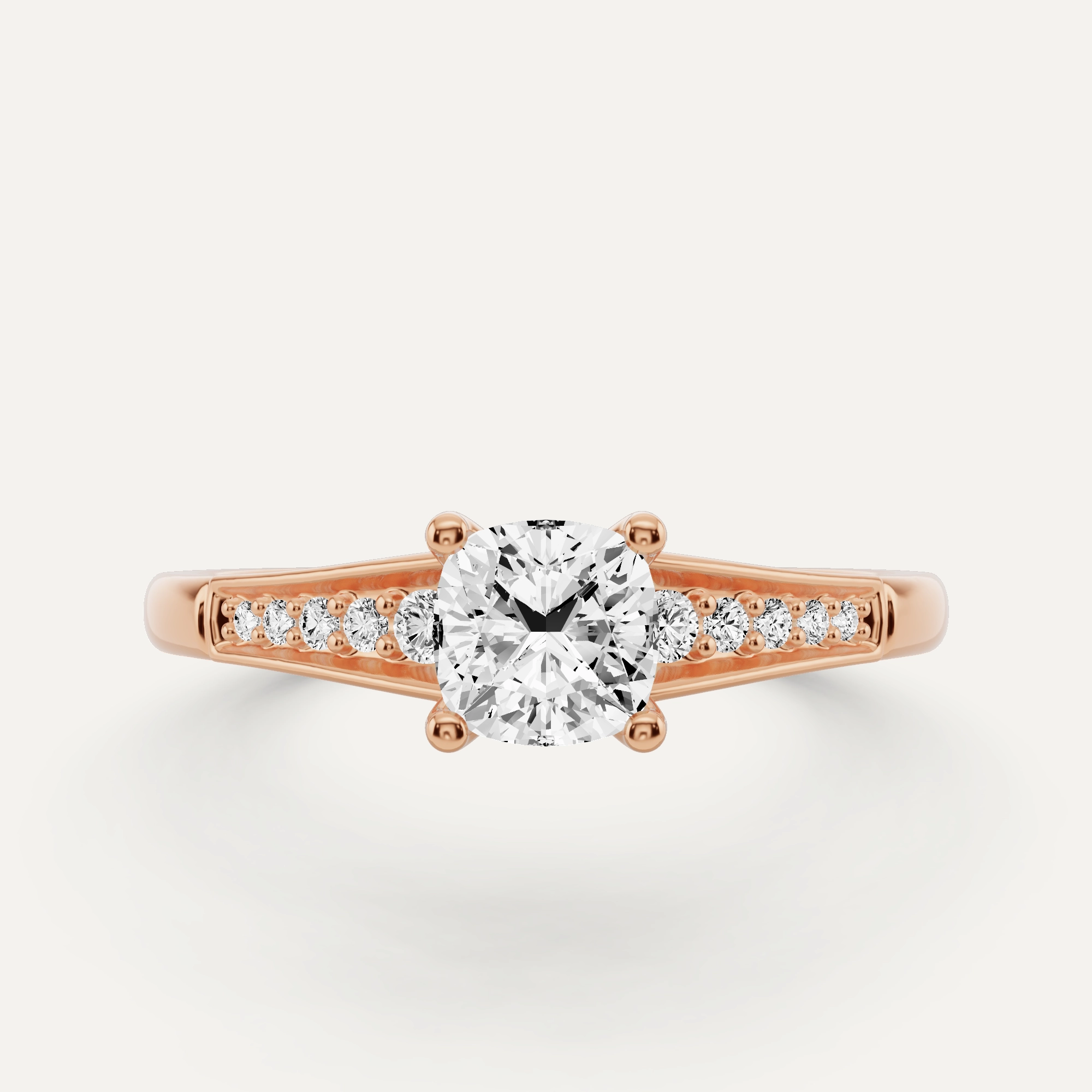 5/8 ctw Cushion Diamond Pave Set Side Stone Engagement Ring Precious Detail Luxe Shine