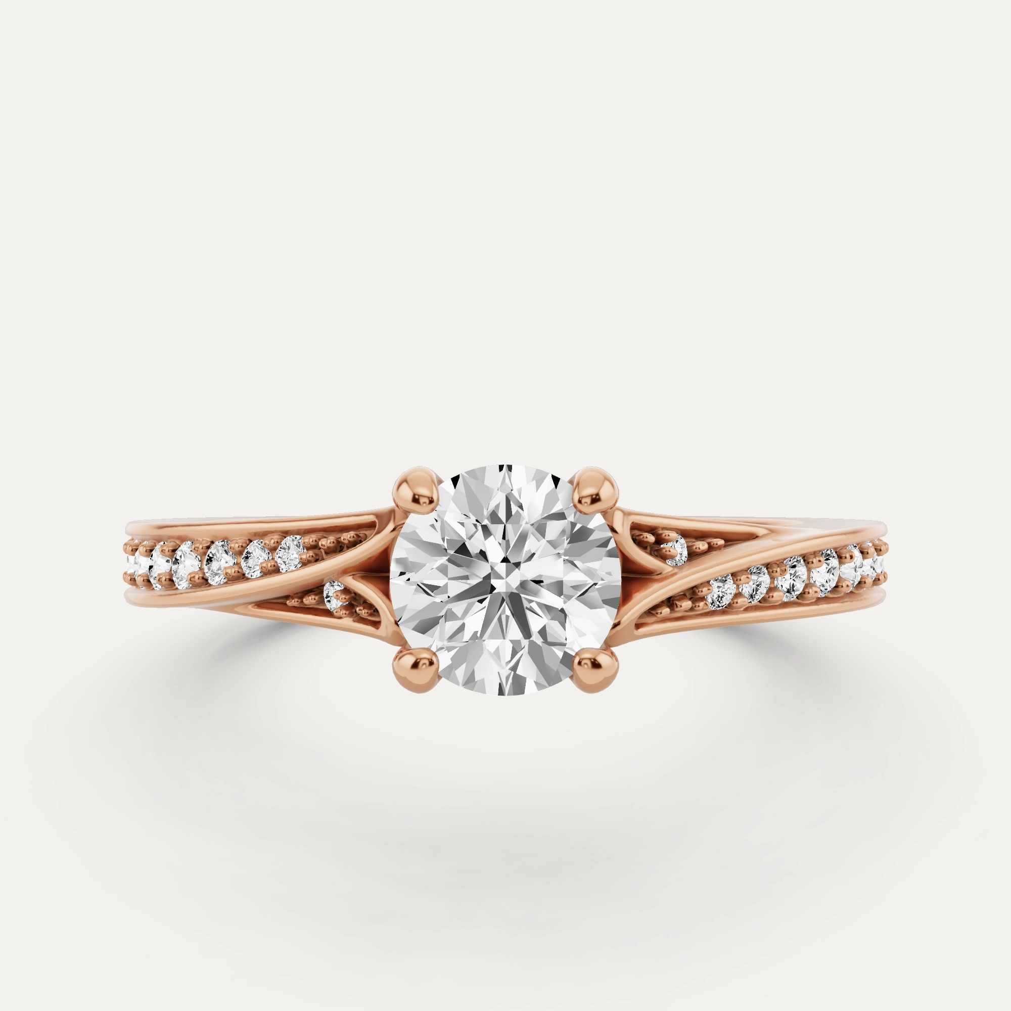 5/8 ctw Round Diamond Contemporary Split Shank Side Stone Engagement Ring Everyday Glow