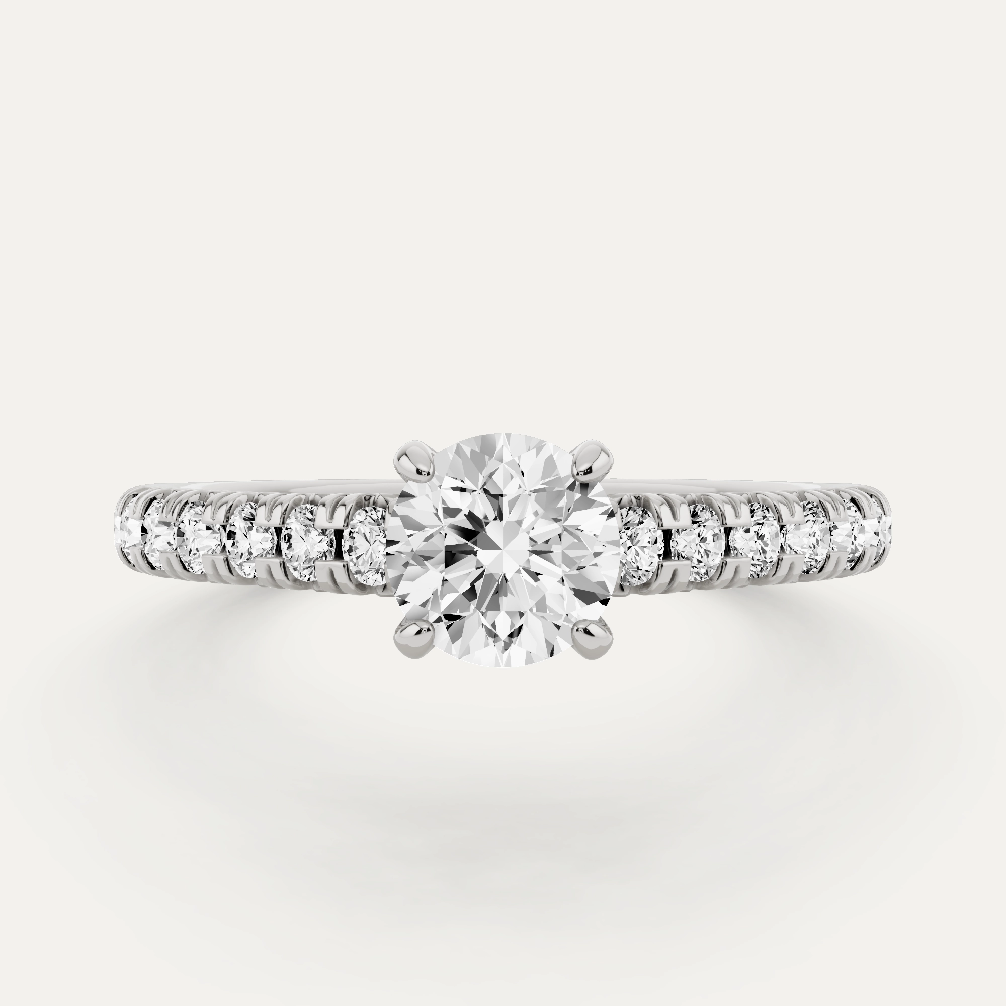 7/8 ctw Round Diamond French Pave Side Stone Engagement Ring Elegant Craft Finishing Touch
