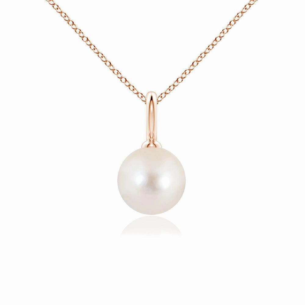 8mm Classic Freshwater Cultured Pearl Solitaire Pendant Simple Edge