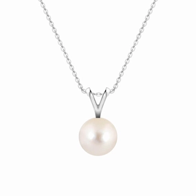 8mm Freshwater Cultured Pearl Solitaire V Bale Pendant Graceful Mood