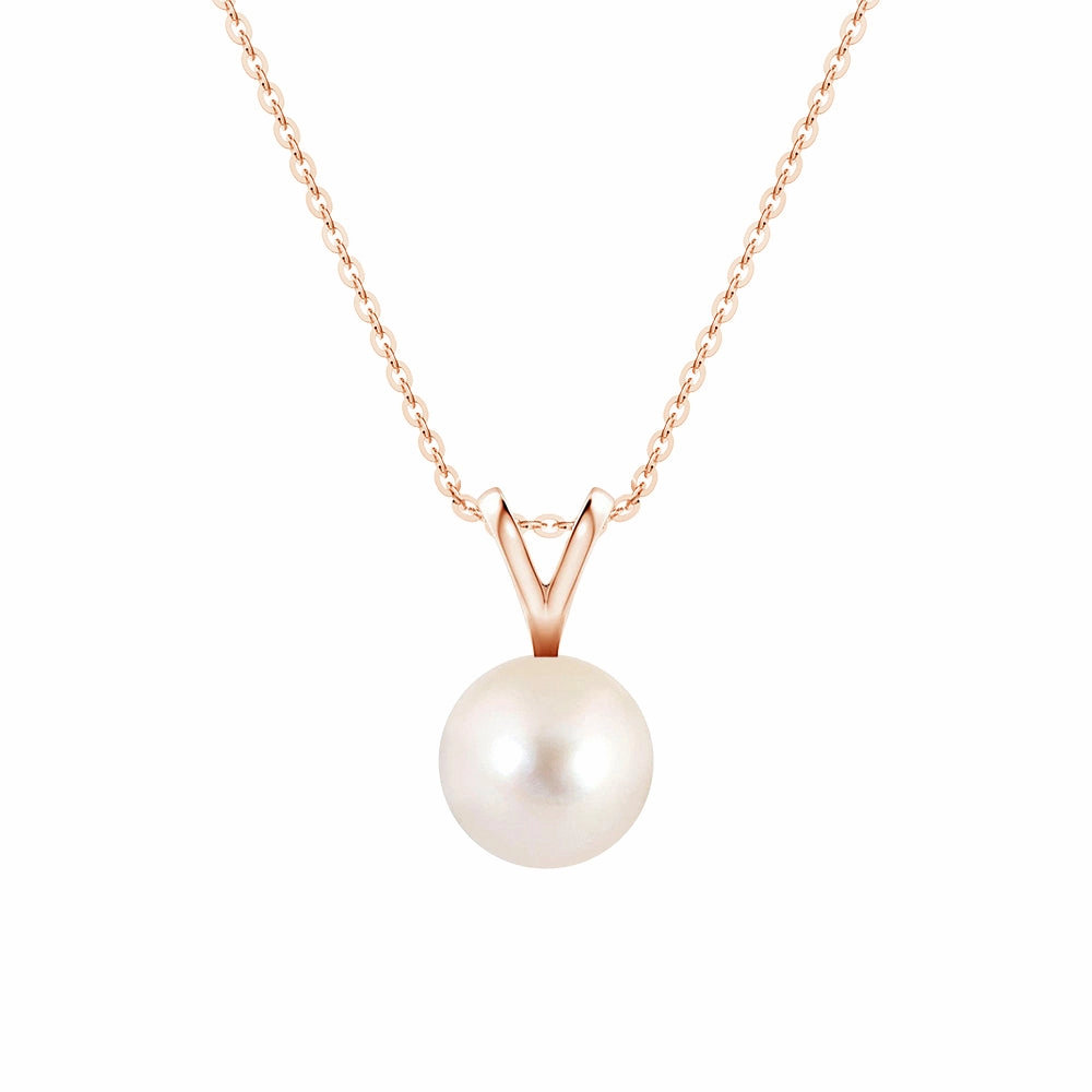 8mm Freshwater Cultured Pearl Solitaire V Bale Pendant Party Night Handmade Present