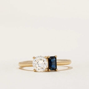 '100 Ways' GIA Certified Diamond & Sapphire Toi Et Moi Ring | 0.60ct, 0.20ct | SZ 5.75 | Statement Accessory Graceful Line