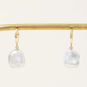 '100 Ways' Keshi Freshwater Pearl Hoop Drop Earrings Silken Touch
