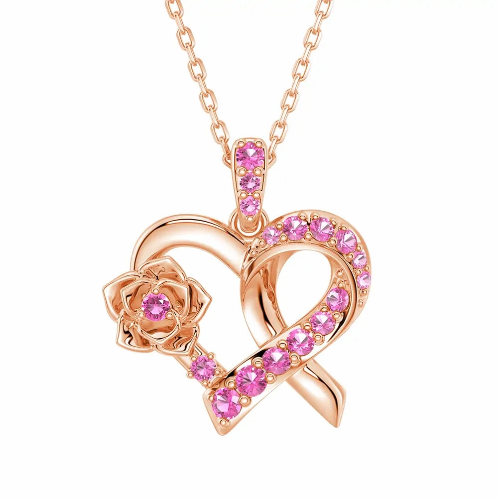 "Blossom Of Hope" Breast Cancer Awareness Pendant Necklace Classic Edge For Success