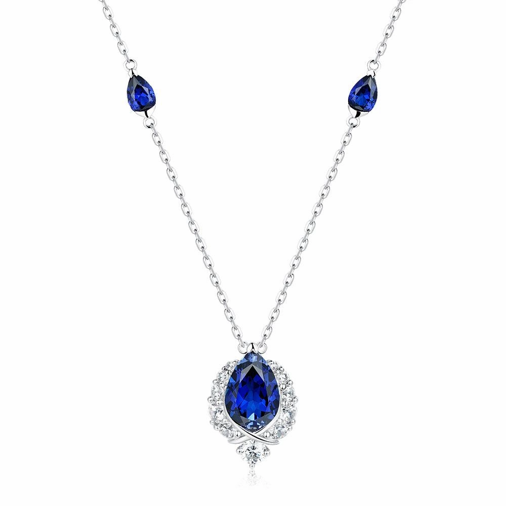 "ENDLESS BLUE" 5.41 Ctw. Pear Shaped Sapphire Necklace college student