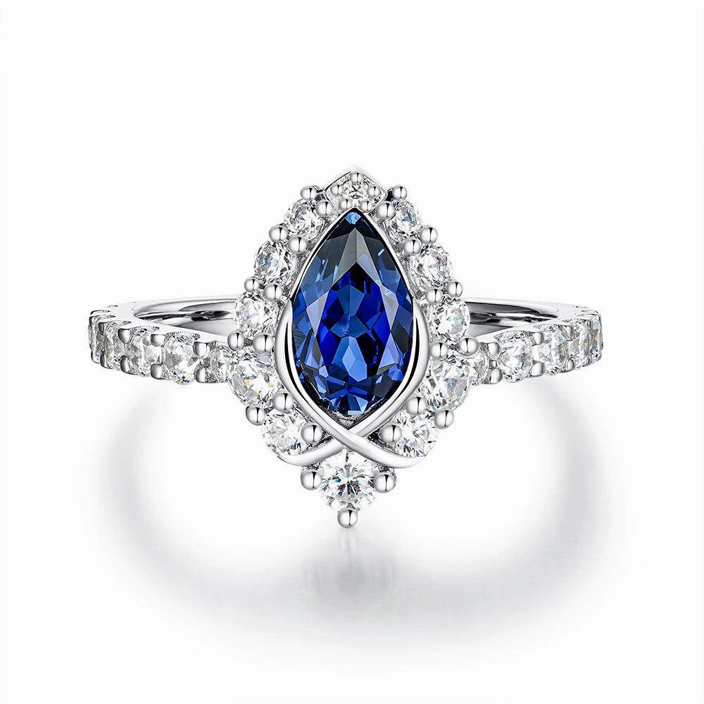 Balanced Flow Delicate Expression "ENDLESS BLUE" Pear Shaped Sapphire Ring