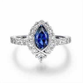 Balanced Flow Delicate Expression "ENDLESS BLUE" Pear Shaped Sapphire Ring