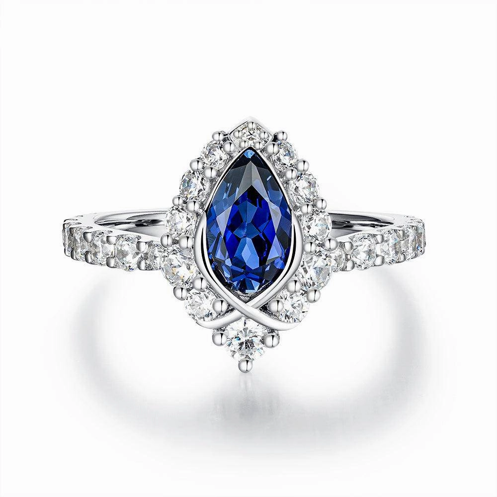 Festival wear "ENDLESS BLUE" Pear Shaped Sapphire Ring