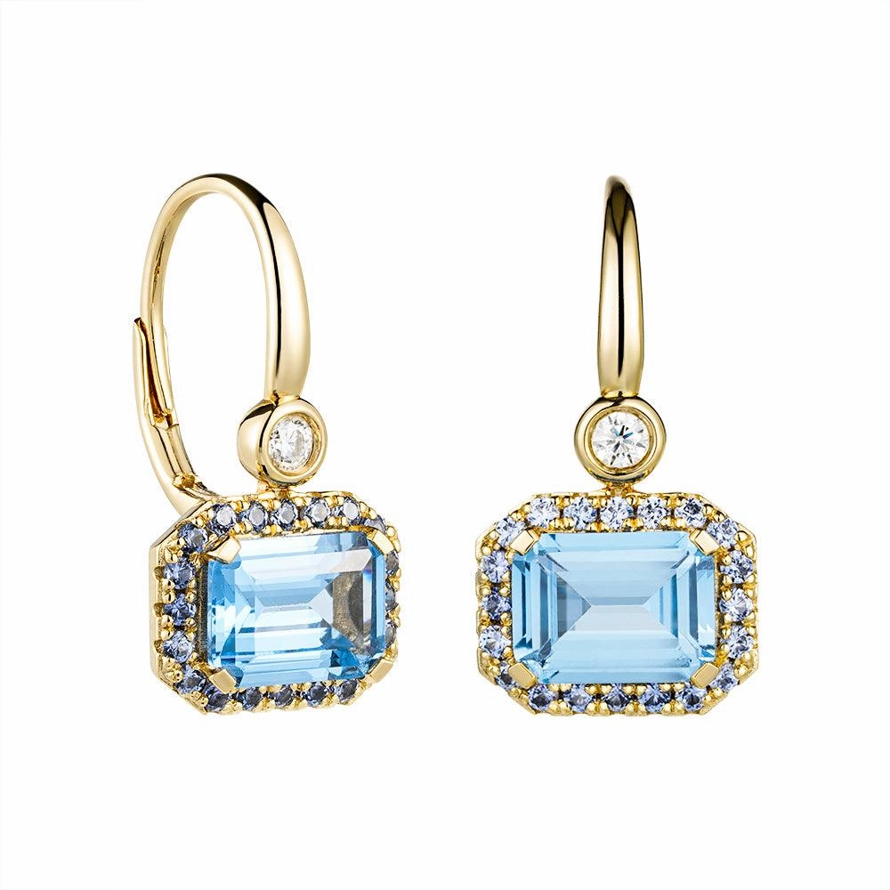 Safe Element "Seaside Serenity Defender" Aquamarine and Sapphire Earrings