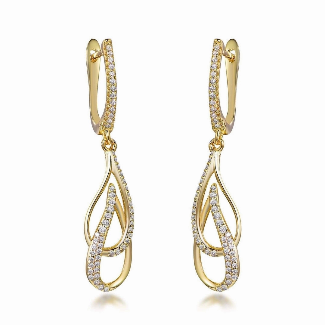 Retro Adornment Sterling Silver Double Leaf on English Back Micropave Link Earrings