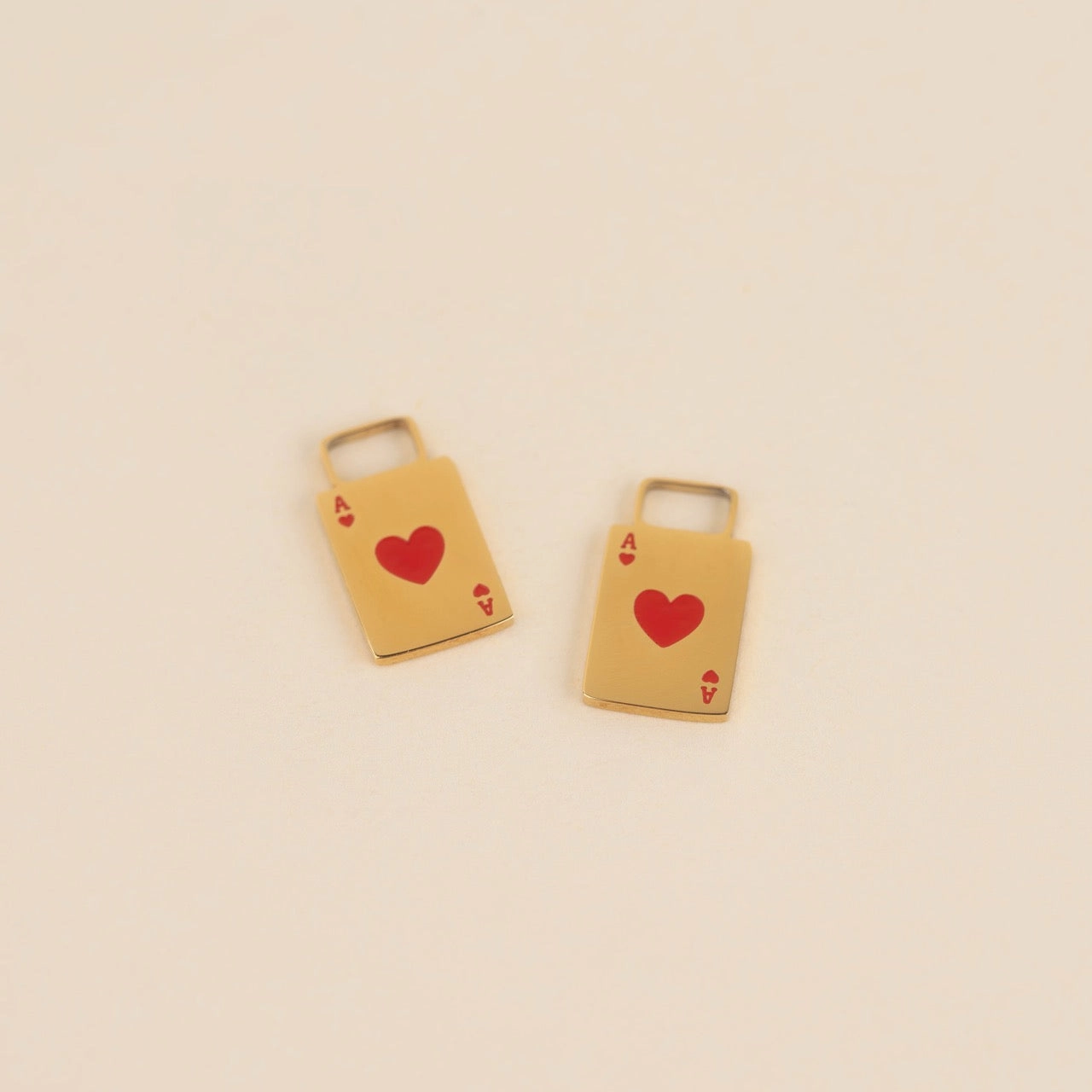 Office Style Luxury Accessory Ace of Hearts Chunky Huggie Hoop Charms