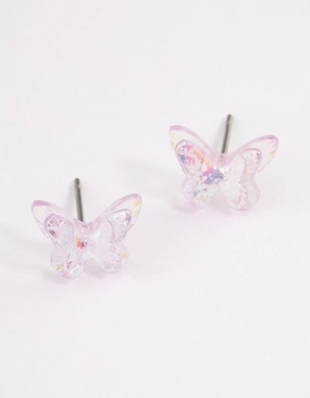 Circular Jewelry Unique Aesthetic Acrylic Lilac Candy Butterfly Stud Earrings