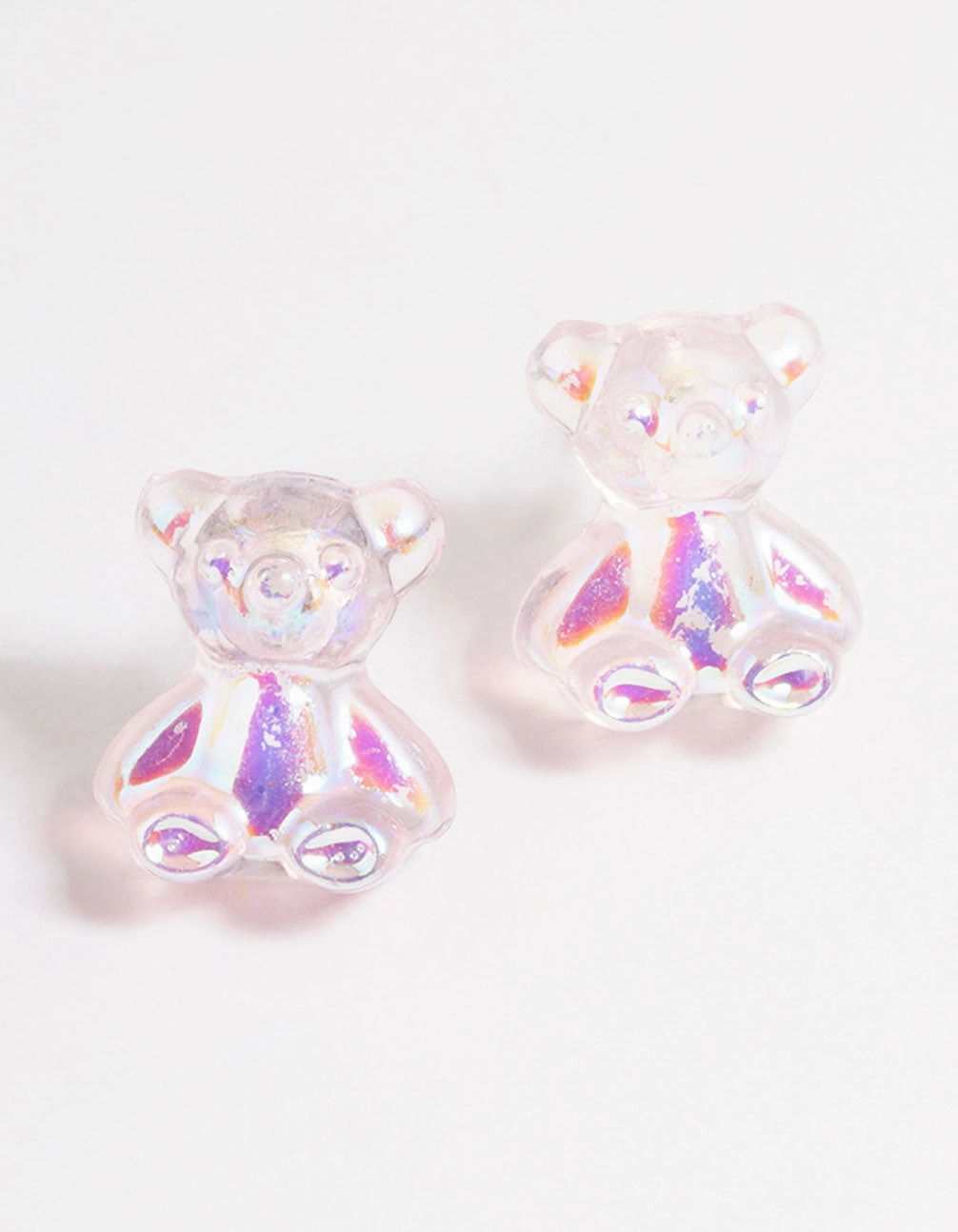 Bright Piece Business Decoration Acrylic Pink Candy Bear Stud Earrings