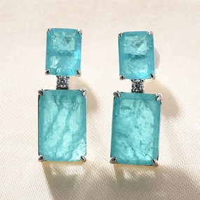 Louily Rare Synthetic Paraiba Tourmaline Women's Earrings In Sterling Silver Attractive Trinket Dainty Trinket