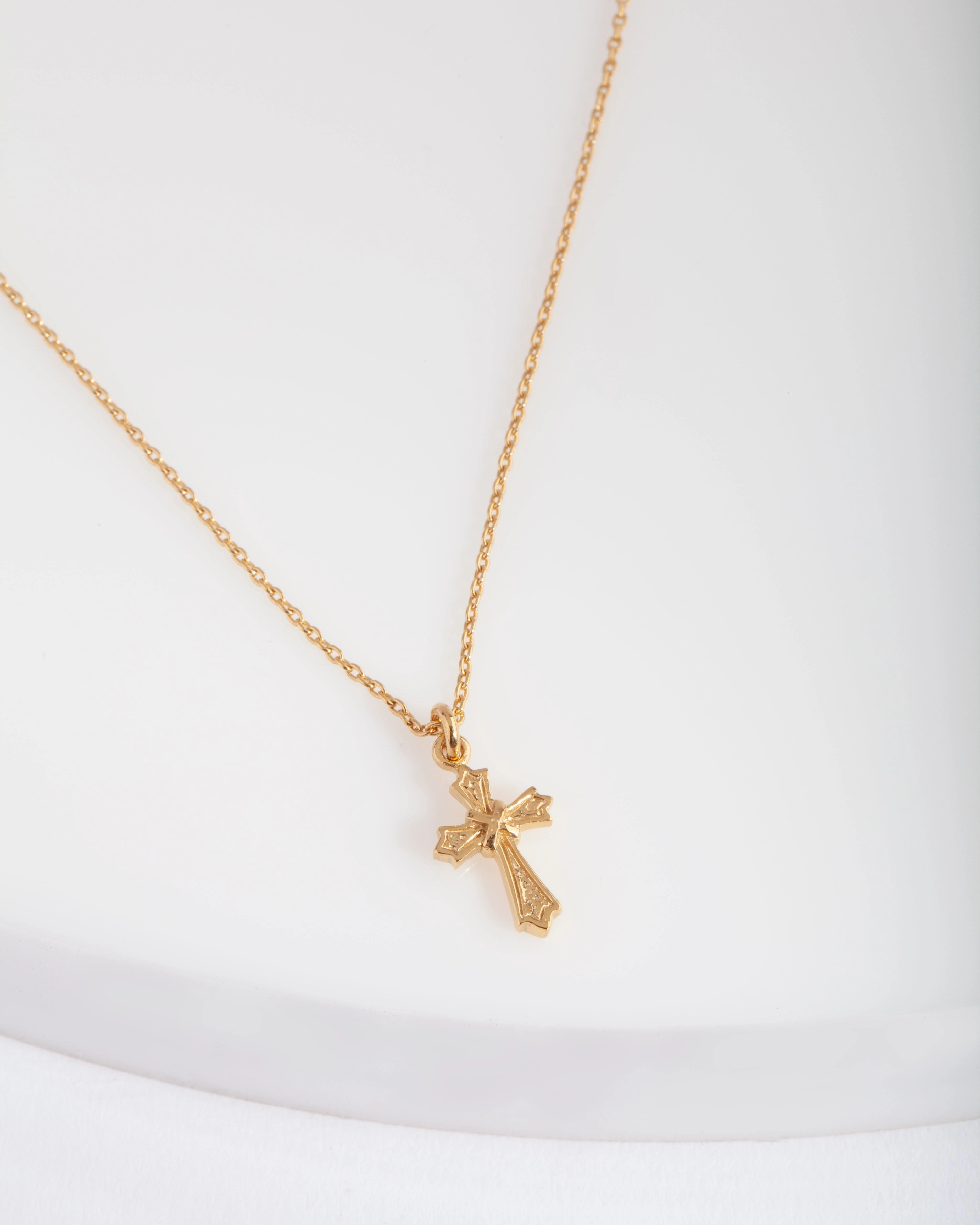 Dainty Accent Gold Plated Sterling Silver Cross Necklace