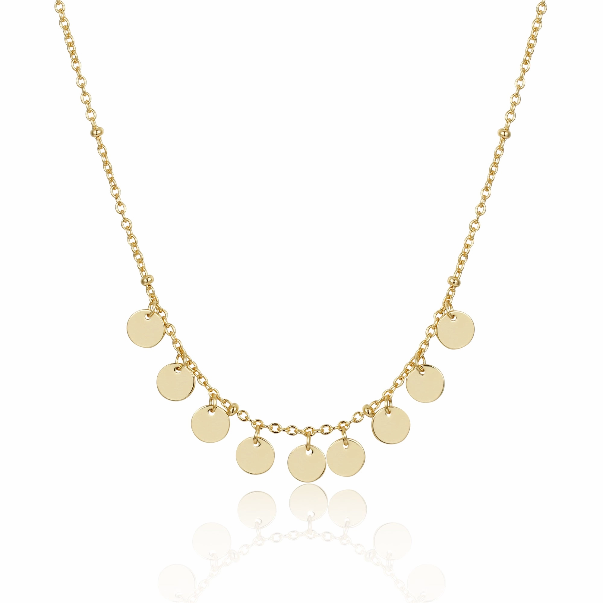 Fresh Detail Sterling Silver Gold Plated Dangling Circles Necklace